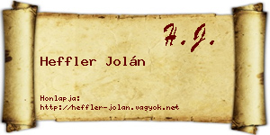 Heffler Jolán névjegykártya